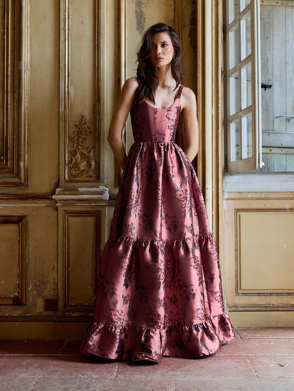 V. Chapman The Avery Dress in Deco Rose Baroque Floral